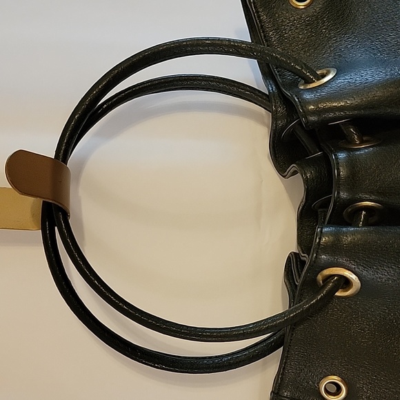 KOOBA Black Pebble Leather Ring Handle Purse Grommets Lined Excellent Condition - Picture 7 of 16